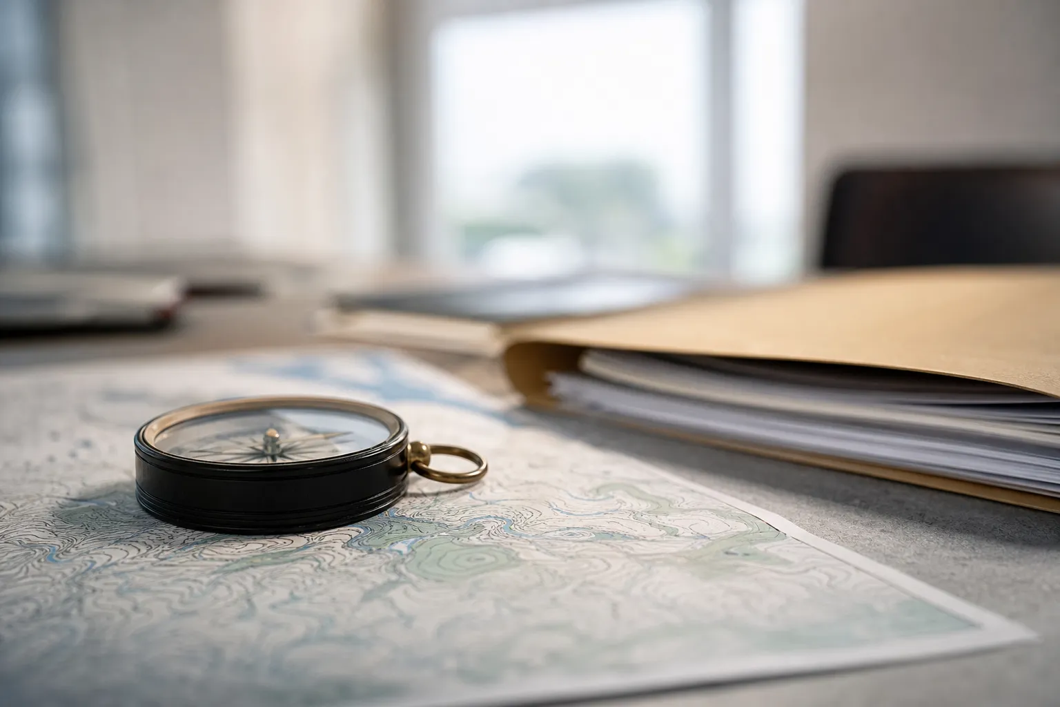 Carte de risques et références cadastrales consultées sur une table